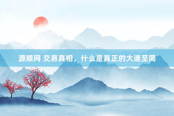 源顺网 交易真相，什么是真正的大道至简